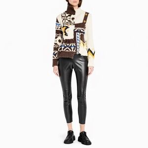 SACAI S Mixed-Media Faux Leather Leggings 0714 small black vegan